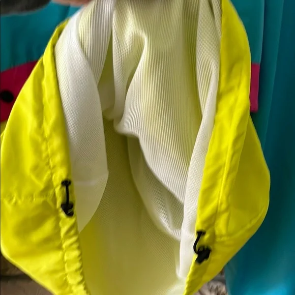 Blackjack Neon Blue, Yellow & Pink Pullover Zip Windbreaker Size Large - Picture 10 of 13